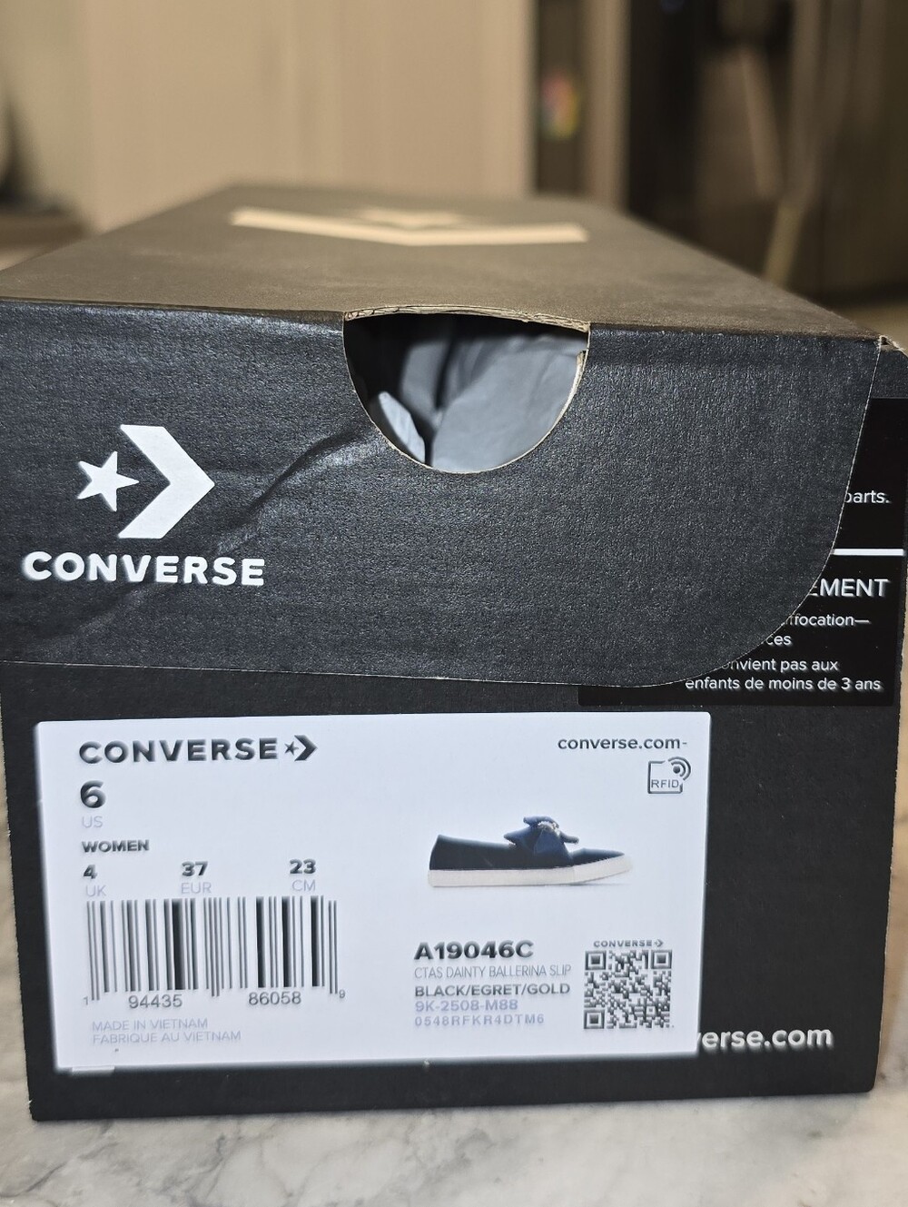 Converse Black Slip-On Sneakers with Satin Bows and Pearl Accents - Picture 5 of 5